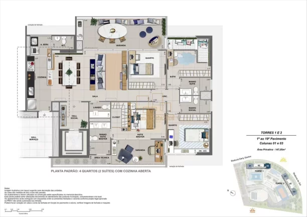 Imagem Apartamento 4 Quartos com 2 Suítes, Vista Oceânica e lazer clube