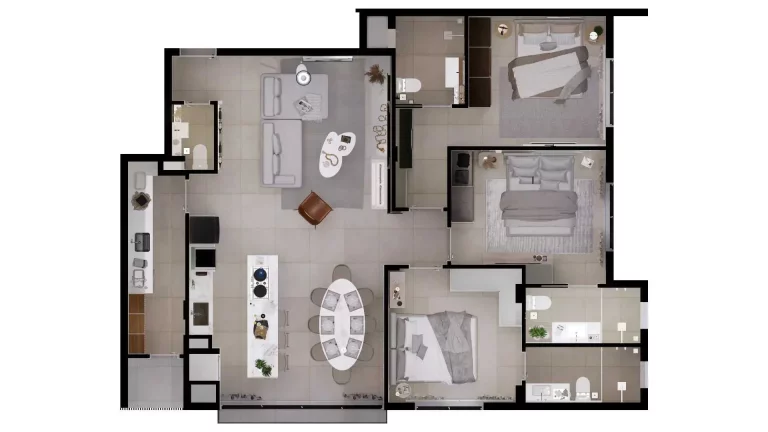Imagem Apartamento na Planta com 3 Suítes e 2 Vagas no bairro das Nações em Indaial
