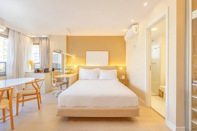 Imagem Apartamento 29M², 1Q, 1 Banheiro, Churrasqueira, Piscina, Piscina no Rooftop, Salão de Jogos, Terraço, Lounge, Deck Molhado, Split, Lounge, Lavanderia