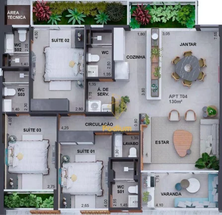 Imagem Apartamentos térreo com área privativa e jacuzzi a beira mar da praia do Cabo Branco - AP0500