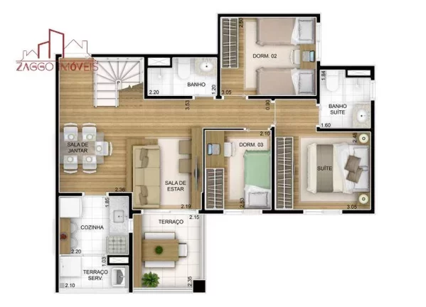 Imagem Duplex - 3 Dorms - 136 m² - Condomínio Fatto Unique.