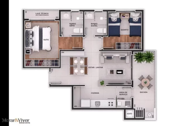 Imagem Apartamento para Venda em Curitiba, Rebouças, 2 dormitórios, 1 suíte, 2 banheiros, 2 vagas