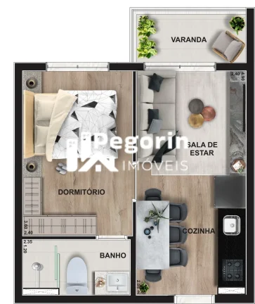 Imagem Apartamento à venda, no Legacy em Pinhais, Centro, com 1 quarto, 30,49m²