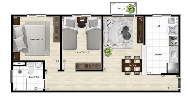 Imagem Apartamento para Venda em Mongaguá, Itaguaí, 2 dormitórios, 1 banheiro, 1 vaga
