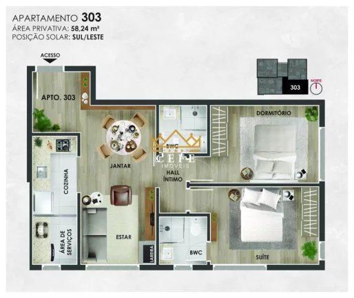 Imagem Apartamento com 2 Dormitorio(s) localizado(a) no bairro Planalto em Gramado / RIO GRANDE DO SUL Ref.:1436