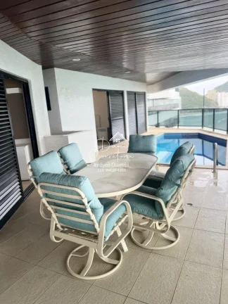 Imagem Apartamento de luxo para locação no Jardim Astúrias, Guarujá-SP: 4 quartos, 4 suítes, 3 salas, 5 banheiros, 3 vagas, 350m².