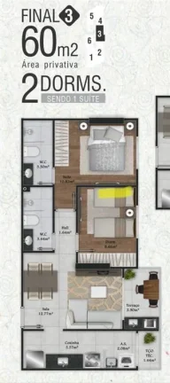 Imagem APARTAMENTO COM 61 m² - VILA MIRIM - PRAIA GRANDE SP