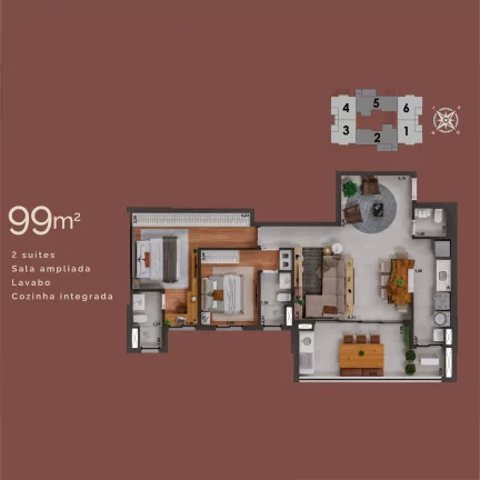 Imagem Apartamento 99 m² com 3 dorms. (1 suíte) no Jd. Paulistano