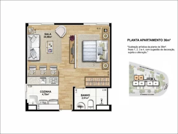 Imagem Aluguel de Apartamento 1 Quarto no Jardim Jamaica, Santo André-SP: Moderno, Confortável e Bem Localizado!