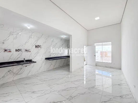 Imagem Casa geminada na Zona Oeste de Londrina com 3 dormitórios (1 suíte), sala ampla, cozinha, 2 banheiros, 2 vagas de garagem e 105m² em terreno de 150m²