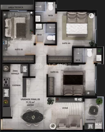 Imagem Apto - 2 Quartos - 1 Suíte - 56,16m² - Intermares, Cabedelo/PB