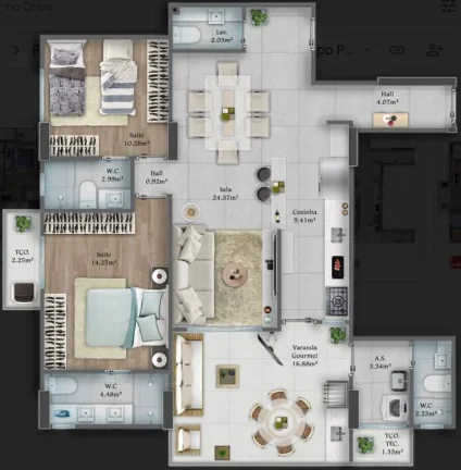 Imagem APARTAMENTO COM 125.57 m² - FORTE - PRAIA GRANDE SP