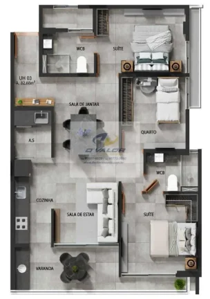 Imagem Vendo Apartamento com 60,53m², 2 quartos s/ 1 suíte, sala p/2 ambientes e 1 vaga