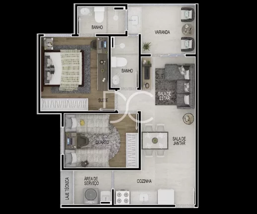 Imagem EDIFÍCIO CRISTAL - Venda Apartamento Vila Gabriel | 76,72 AT m² | 2 Dorm | 1 Suíte | 2 Ban | 1 Vagas