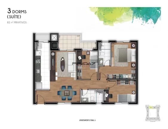Imagem Apartamento com 3 Dormitorio(s) localizado(a) no bairro Bacacheri em Curitiba / PARANA Ref.:6