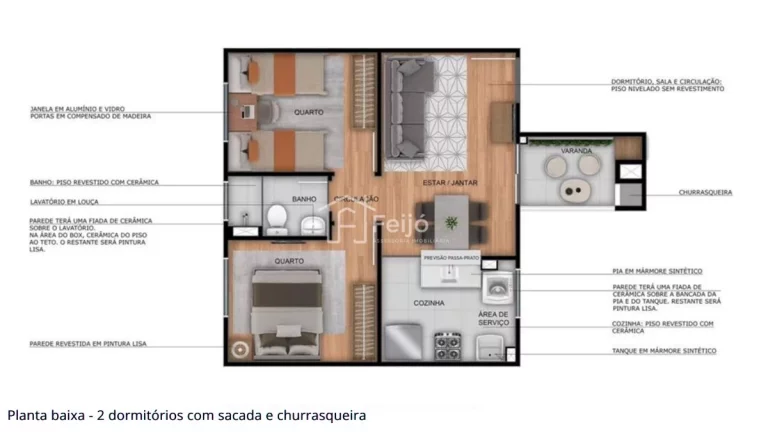 Imagem Apartamentos 2 dormitórios com opção de sacada - Jd. Vila Nova