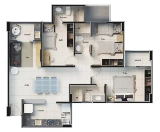 Imagem Apartamento 3 dormitórios para Venda em Teresina, Fatima, 3 dormitórios, 3 suítes, 3 banheiros, 2 vagas