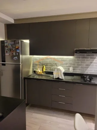 Imagem Apartamento 1 dormitório, com móveis planejados, sala integrada com a cozinha planejada, sacada, r...