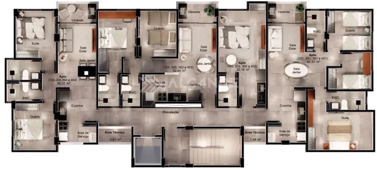 Imagem Apto - 2 Quartos - 1 Suíte - 66,53 m² - Intermares, Cabedelo/PB