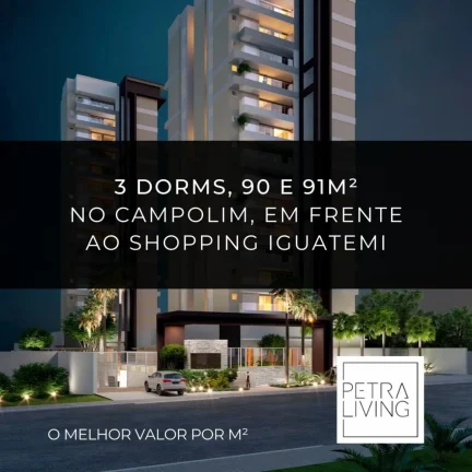 Imagem Apartamento de 3 quartos no Parque Campolim, Sorocaba-SP: 91,25 m², 1 suíte, 2 salas, 2 banheiros e 2 vagas de garagem!