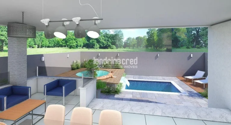 Imagem Casa em construção no Condomínio Araçari com 200m², 3 suítes, 5 banheiros, 2 vagas de garagem e localização privilegiada na Zona Leste de Londrina
