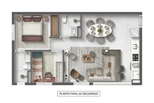 Imagem Apartamento - 56M², 3 Dorms, 1 Suíte, 1 Vaga.