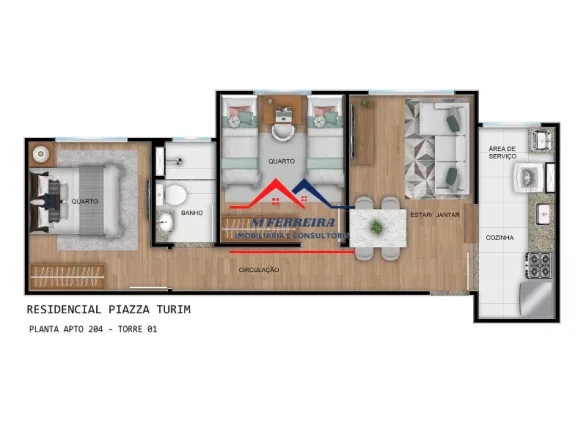 Imagem Apartamento com 2 Quartos à Venda, 46 m² em Glebas Califórnia - Piracicaba