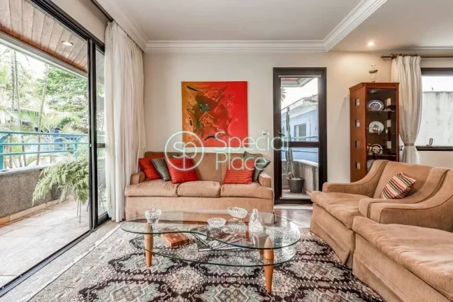 Imagem Ótimo apartamento com 135m² no Brooklin. Amplo living com varanda na copa das árvores, sala de ja...