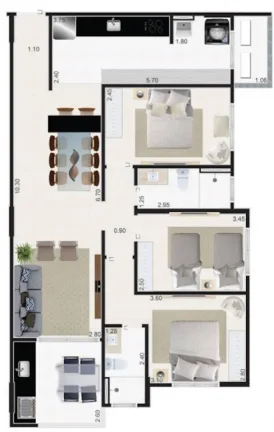 Imagem APARTAMENTO COM 68 m² - JARDIM PRAIA GRANDE - MONGAGUÁ SP