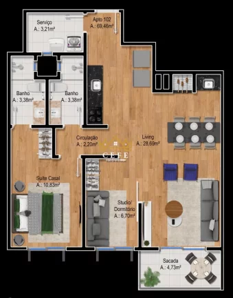 Imagem Apartamento com 2 Dormitorio(s) localizado(a) no bairro Floresta em Gramado / RIO GRANDE DO SUL Ref.:1440