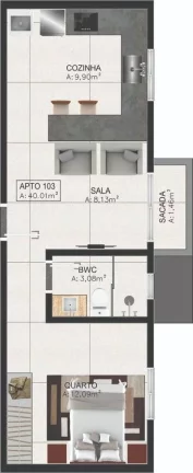 Imagem Apartamento Estilo Loft no Saguaçú