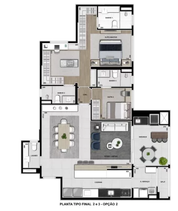 Imagem Évora: Apartamento Plaenge de 132m² - 3 Suítes no Jardim das Américas