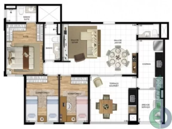 Imagem Apartamento à venda no Centro de São Caetano do Sul-SP 2 quartos, 1 suíte, 2 banheiros, 1 vaga de garagem Condomínio Sync São Caetano 69,00 m² de área.