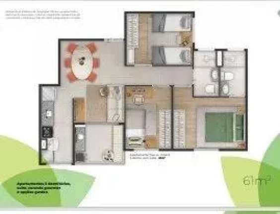 Imagem Apartamento à venda em Cotia, com 3 quartos, 61m2