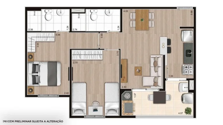 Imagem Apartamento para Venda em Mongaguá, Umuarama, 1 dormitório, 1 banheiro, 1 vaga