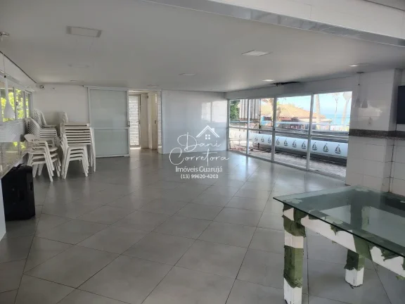 Imagem Apartamento com locação sem garantia frente mar Tombo com lazer: 2 salas, 2 banheiros, 1 vaga de garagem, 78m².