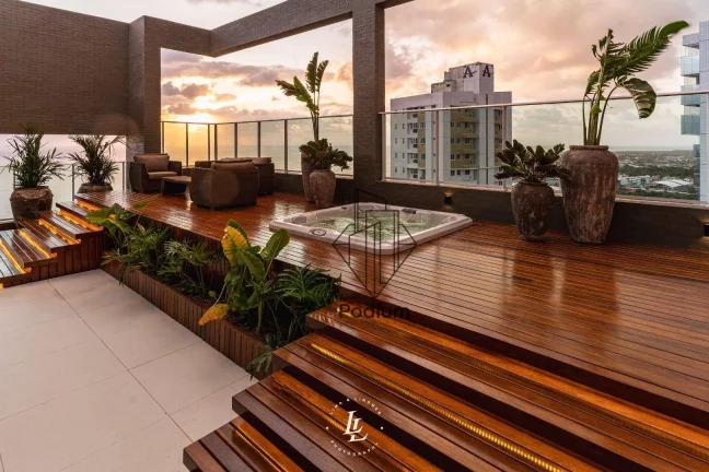 Imagem Cobertura Duplex de porteira fechada em condomínio club com jacuzzi privativa e vista para o mar da praia do Altiplano Cabo Branco - CO0318