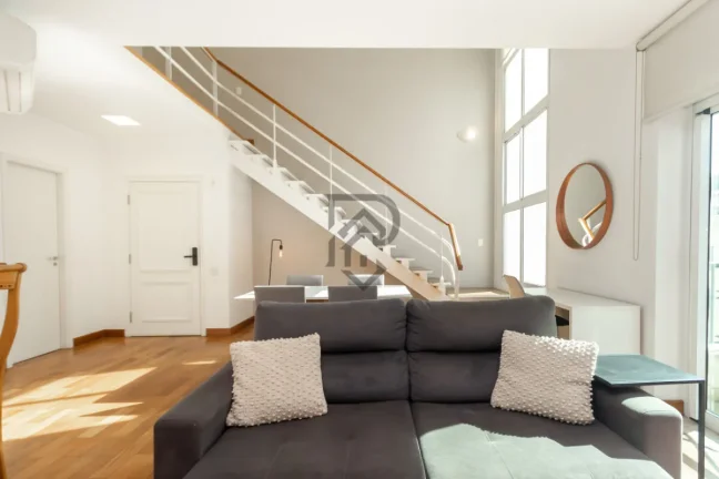 Imagem Apartamento Duplex em Pinheiros, sala pé direito duplo