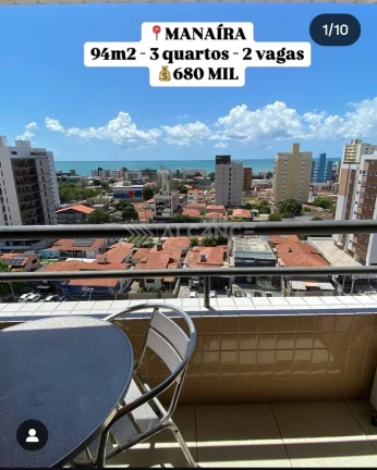 Imagem Apto - 3 Quartos - 1 Suíte - 93,05 m² - Manaíra, João Pessoa/PB