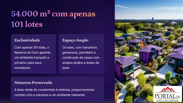 Imagem Apenas 2 lotes disponíveis para Venda - Condomínio Reserva do Ouro um lugar para Morar bem em Nova Lima