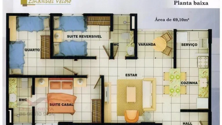 Imagem Apartamento 3 dormitórios para Venda em Teresina, São João, 3 dormitórios, 2 suítes, 2 banheiros, 1 vaga