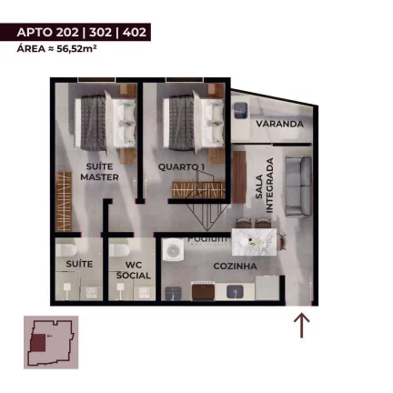 Imagem Apartamentos com varanda/ sacada a 200m da praia Formosa em Ponta de Matos / Cabedelo - AP1486