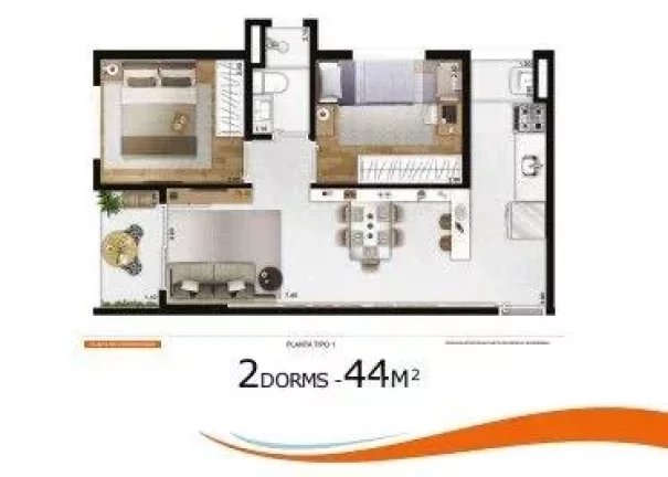 Imagem Apartamento à venda em São Paulo, Brás, com 2 quartos, 44m2