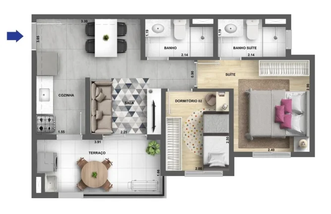 Imagem Apartamentos a venda com 1 e 2 dormitórios com opção de suíte e terraço. Conheça o Mérito Bel...