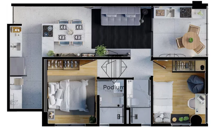 Imagem Apartamentos com varanda / sacada gourmet em Condomínio Club nas proximidades de restaurantes, colégio no Miramar - AP1551