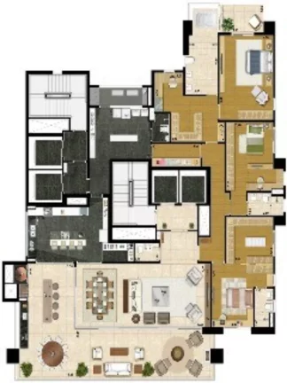 Imagem Apartamento de luxo no Edifício Josephine Baker, Jardim Anália Franco, São Paulo-SP: 5 quartos, 4 suítes, 5 banheiros, 6 vagas de garagem, 326m² de área.