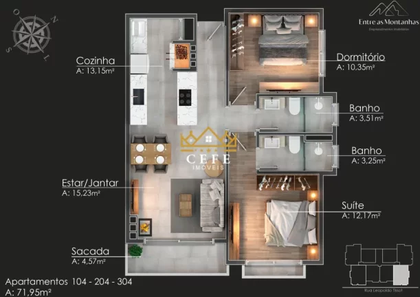 Imagem Apartamento com 1 Dormitorio(s) localizado(a) no bairro Várzea Grande em Gramado / RIO GRANDE DO SUL Ref.:1454