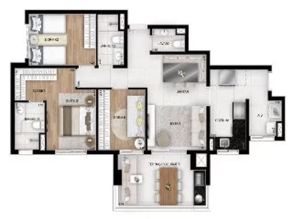 Imagem Condomínio Le Quartier Santo André, apartamento à venda com 3 quartos em Santo André