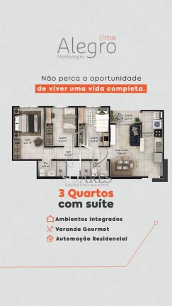 Imagem Alegro Montenegro 2/4 e 3/4 com suite - Em fase de acabamento