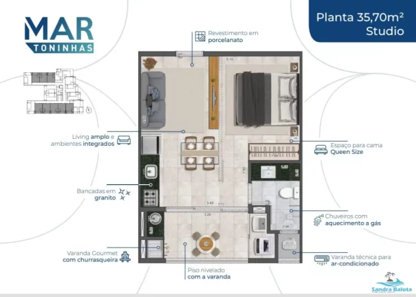 Imagem Stúdios de 35,70 m²/Toninhas-Ubatuba